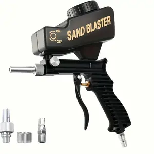Black Sandblasting Gun, Portable Gravity Spray Gun Hot Selling Small Pneumatic Handheld Sandblasting Gun Air Gun Universal Style feed tool Cordless Copper Motor Paint Sprayer blaster adjustable nozzle pistolade pintar