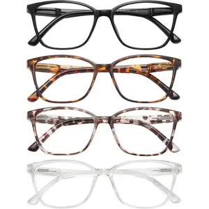 4 Pack Blue Light Blocking Reading Glasses,Readers for Women and Men with Spring Hinge-USA