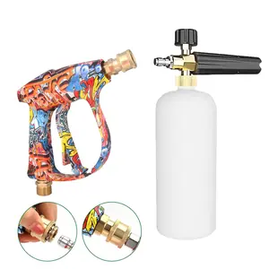 High Pressure Water Gun, Graffiti Shell Foam Sprayer with 1L Bottle Rubber Nozzle Bracket, Jet Washer, Snow Foam Sprayer, Adjustable Foam Sprayer, Snow Foam Lance, Car Wash Equipment, Car Washing Spray, Car Wash Accessory, Car Wash Tool