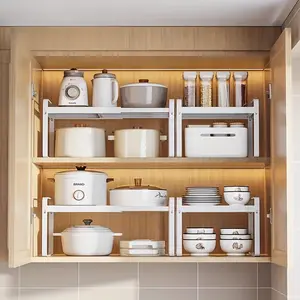 Kitchen shelf multifunctional retractable cabinet for storing small shelves household condiments pot dish rack