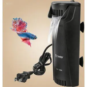 3-Stage Bio-Filtration Aquarium Filter, Low-Profile Waterfall Design with Protective Grate for 5-10 Gallon Tanks, Quiet Submersible Power Filter for Fish Shrimp Turtle, Reusable Multi-Layer Filtration System flip  aquatics black  pond  dye