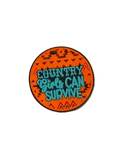 F/C2- (1)PC 1.1" Round Country Girls Can Survive W/Aztec Design Focal Bead for DIY Keychains, Wristlets, Cup Charms, Car Charms ETC
