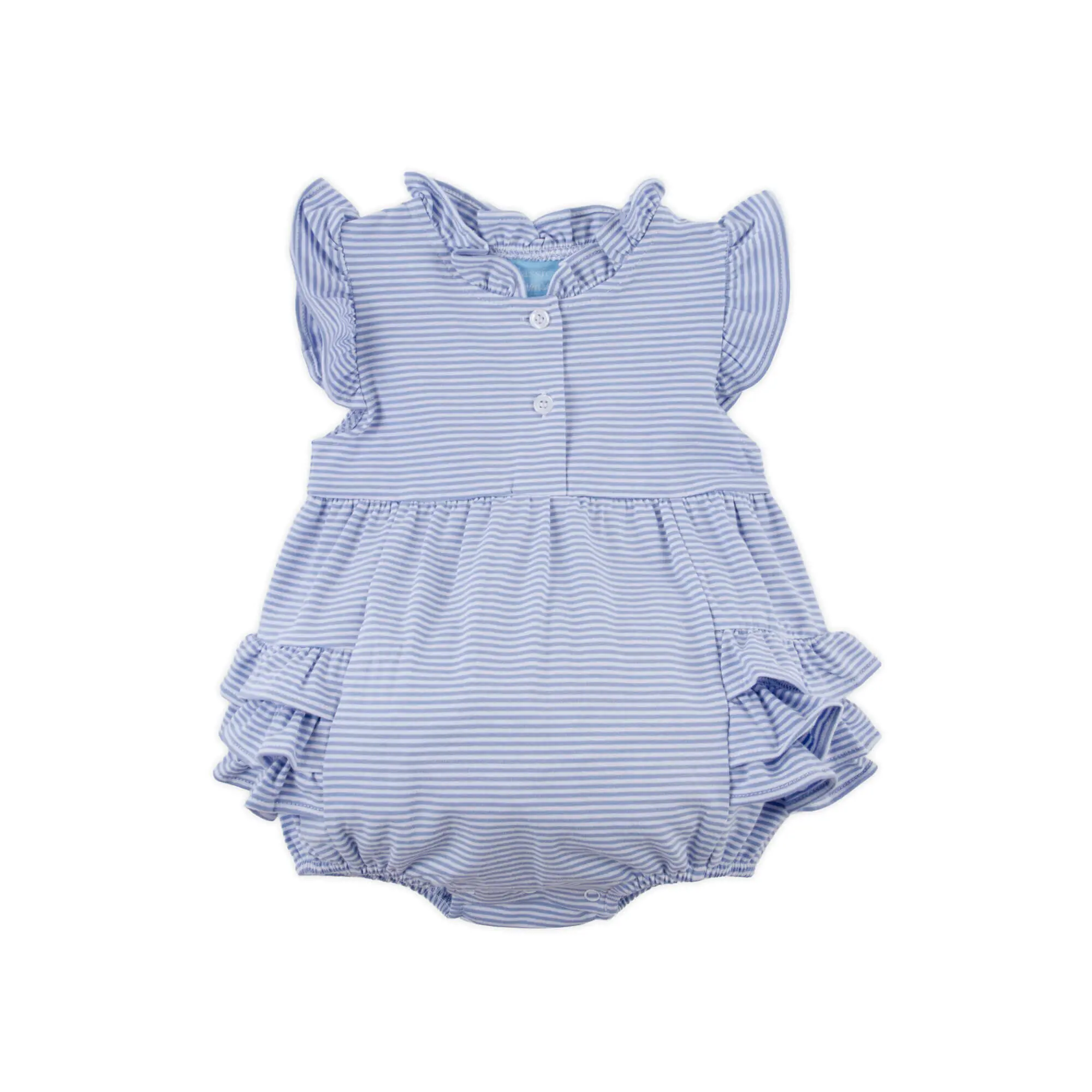 Blue Stripe Nicole Ruffle Bubble - Soft Knit Outfit for Baby & Toddler Girls Baby Clothing