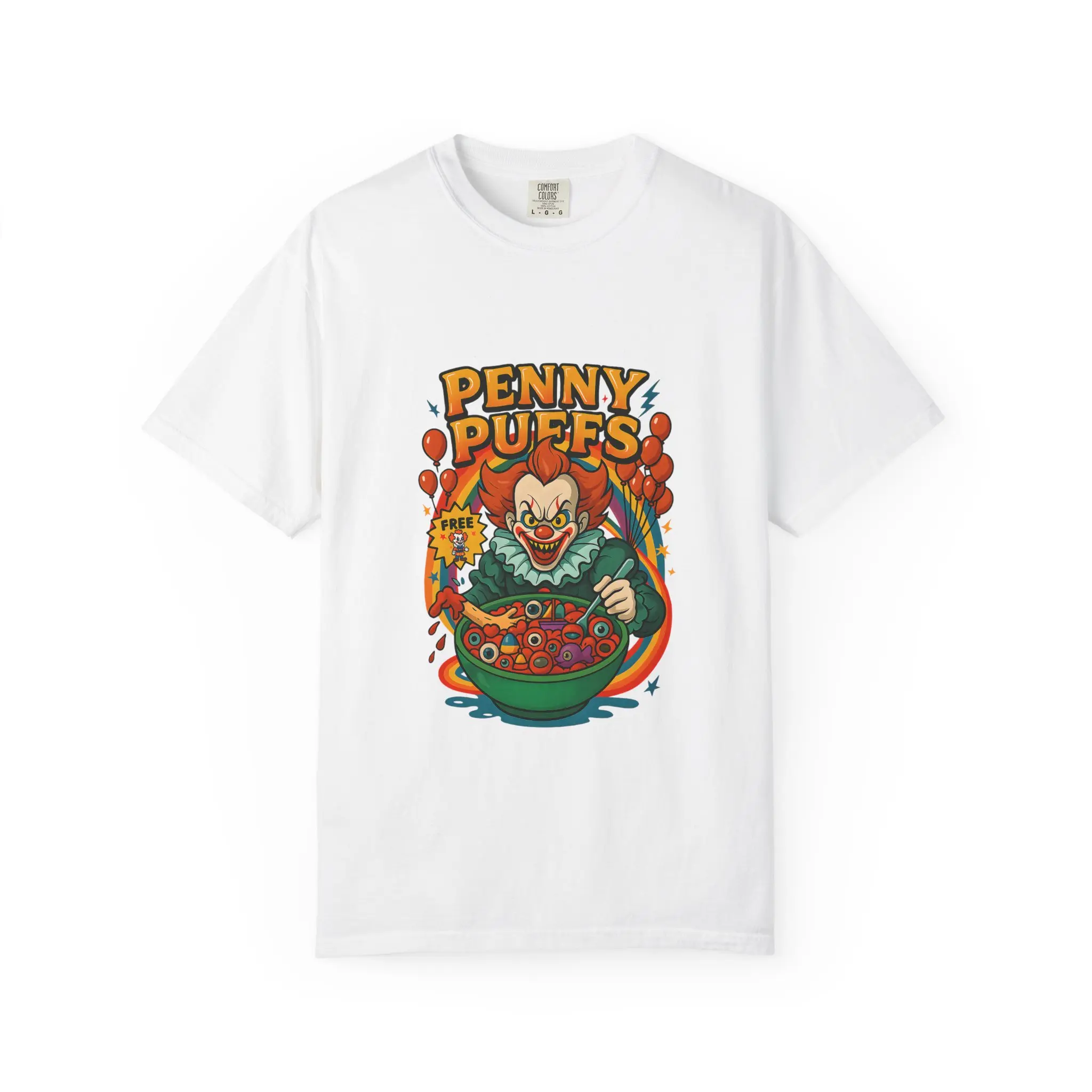 mooshie Penny Puffs Unisex T-Shirt, Funny Graphic Tee, Horror-Themed Shirt, Halloween Costume, Gift for Clowns Fans