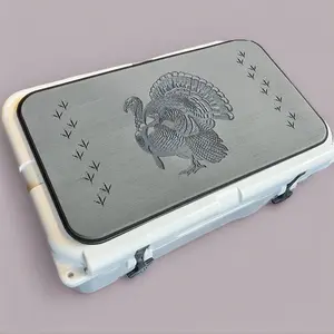 YETI Cooler Pad with Strutting Gobbler and Turkey Tracks Logo - Top fits YETI Tundra, Roadie, Haul, & Wheeled Cooler Lid - Dark Grey/Black Mat - Easy Peel and Stick Application - 3M Adhesive - Ice Box Camping Supplies