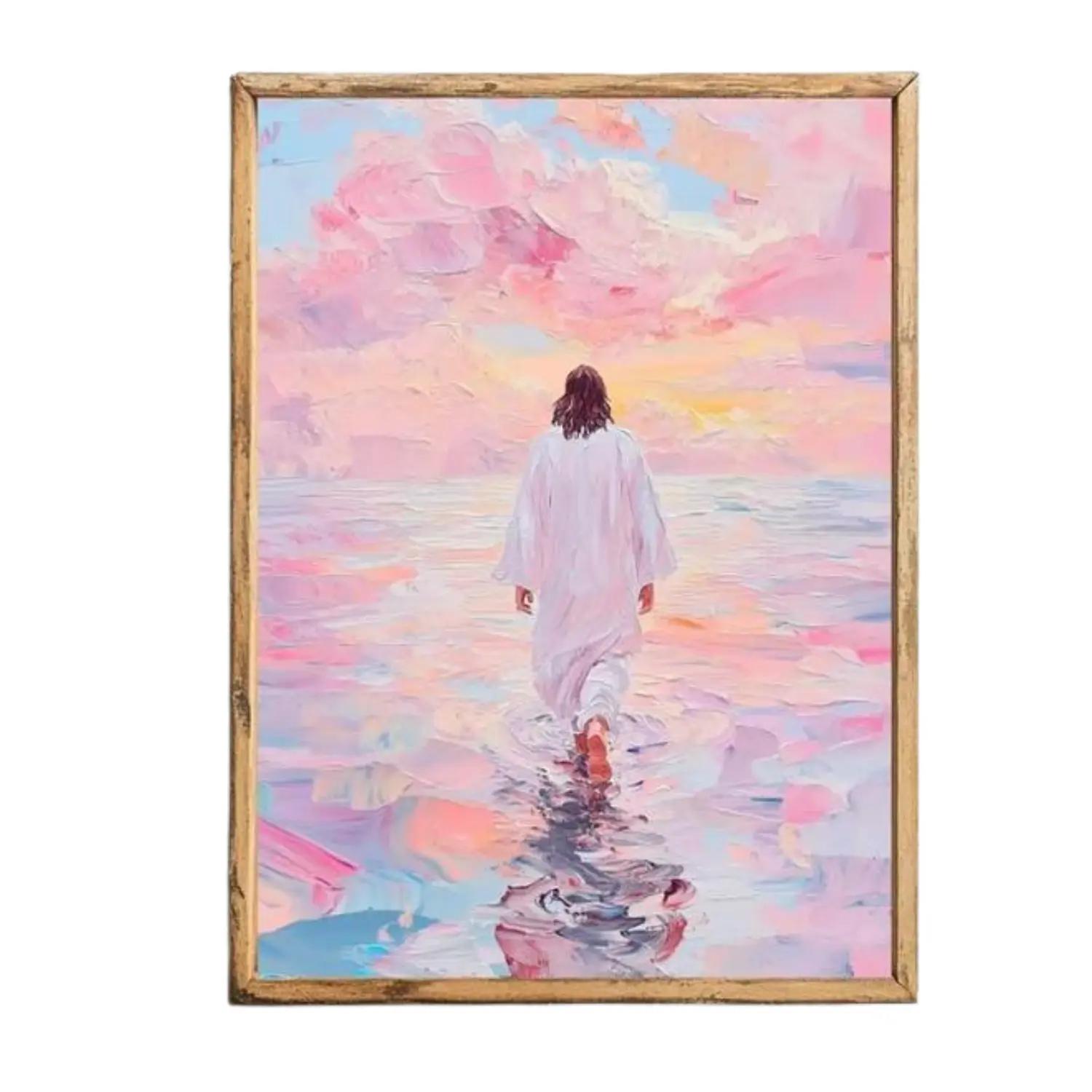 Jesus Walking On Water Canvas Religious Painting, Savior Wall Art, Christian Wall Art, Jesus Wall Decor, Jesus In Nature, NO FRAMED Poster