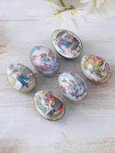 6PCS Easter Egg Set – Colorful Rabbit Iron Candy Egg Shell with Gift Box – Perfect Easter Party & Home Decoration