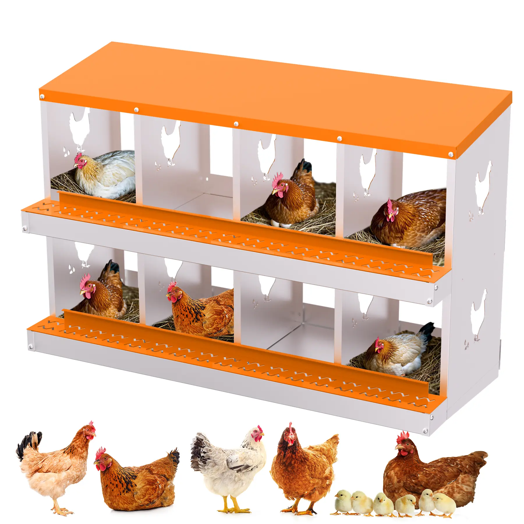 10 Compartment Heavy Duty Chicken Nesting Box, Ventilated Ergonomic Laying Box for Hens, Ducks and Small Poultry, Durable Coop Accessory with Easy Clean Design
