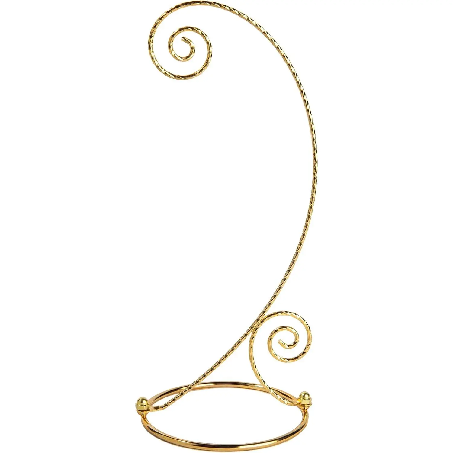 Creative Hobbies 10 Inch Tall Plated Ornament Display Hanger Stands for Hanging Christmas Ornaments, Glass Terrariums, Etc - 4 Pack (Gold)