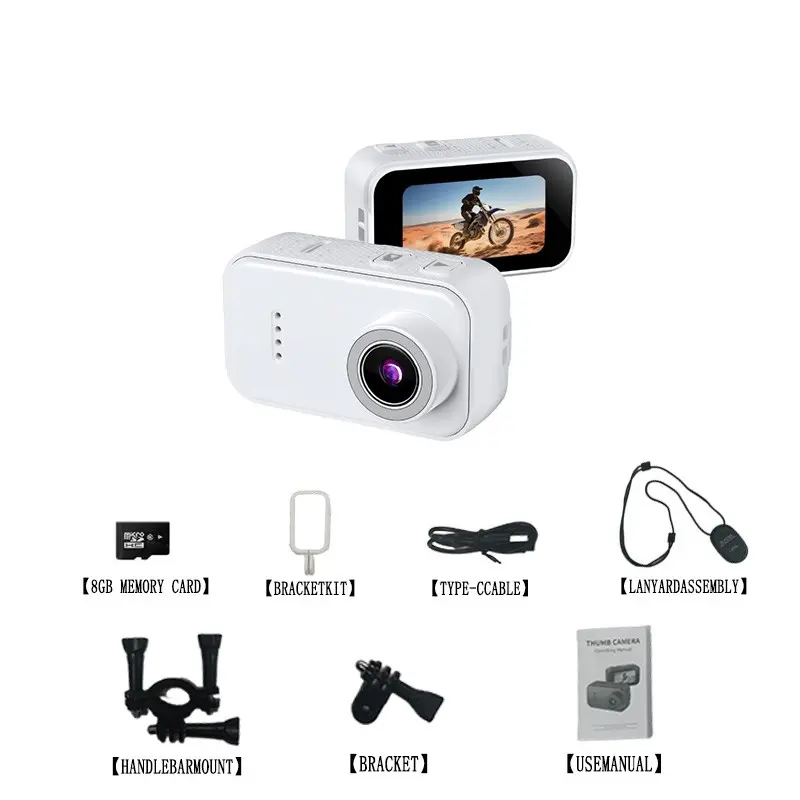 F2 Mini Digital Camera, 1080p HD, 130° wide-angle lens, features a 1.47-inch IPS screen, ultra-lightweight 25g body, magnetic chest mount, supports up to 128GB of storage, Type-C port, ideal for vlogging, sports, and pet videos, Video Recording Equipment