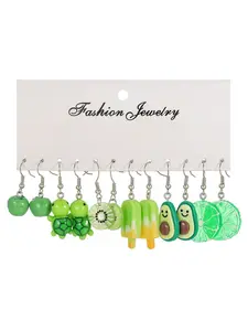 6 Pairs Women's Dangle Earrings, Fun Fruit & Animal Designs, Apple, Kiwi, Avocado, Turtle, Lemon, Ice Cream, Summer Vacation Essentials, Fashion Earring