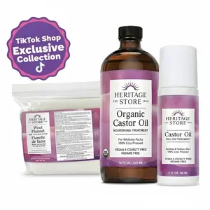 Heritage Store Castor Oil Best Sellers Collection - Organic Castor Oil, Castor Oil Roll On, Flannel