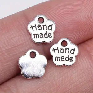50pcs Hand Made Charm Pendant Ancient Silvery English Alphabet Pendant DIY Earrings Necklace Bracelet Handcraft Jewelry Accessories Small Business Supplies 8Mm