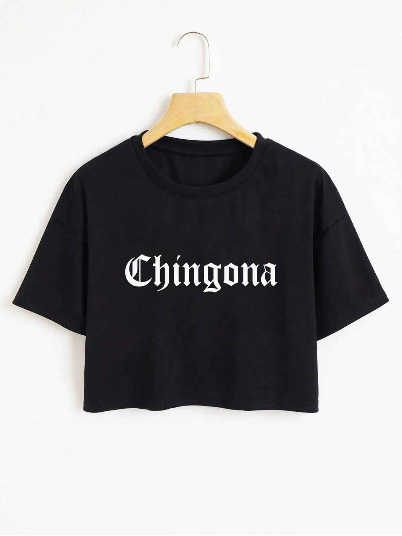 Women's Letter Print Round Neck Crop Loose Tee, Casual Short Sleeve Crew Neck Jersey T-Shirt Top Streetwear for Daily Wear, Casual Everyday Top, Ladies Clothes for All Seasons, Clothing, Womenswear, Fit