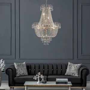 Crystal Gold Chandelier Light Fixture for Dining Room Kitchen, Model 189292