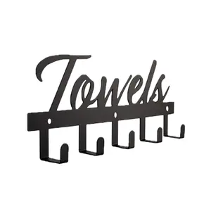 Wall Mounted Bathroom Towel Rack with Hooks, 1 Count Modern Bathroom Towel Holder, Home Organizer for Bathroom & Living Room, Storage Hooks, Bathroom Essentials Accessories