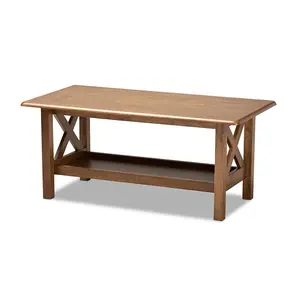 Baxton Studio SW5208-Walnut-M17-CT Reese Traditional Transitional Walnut Brown Finished Rectangular Wood Coffee Table