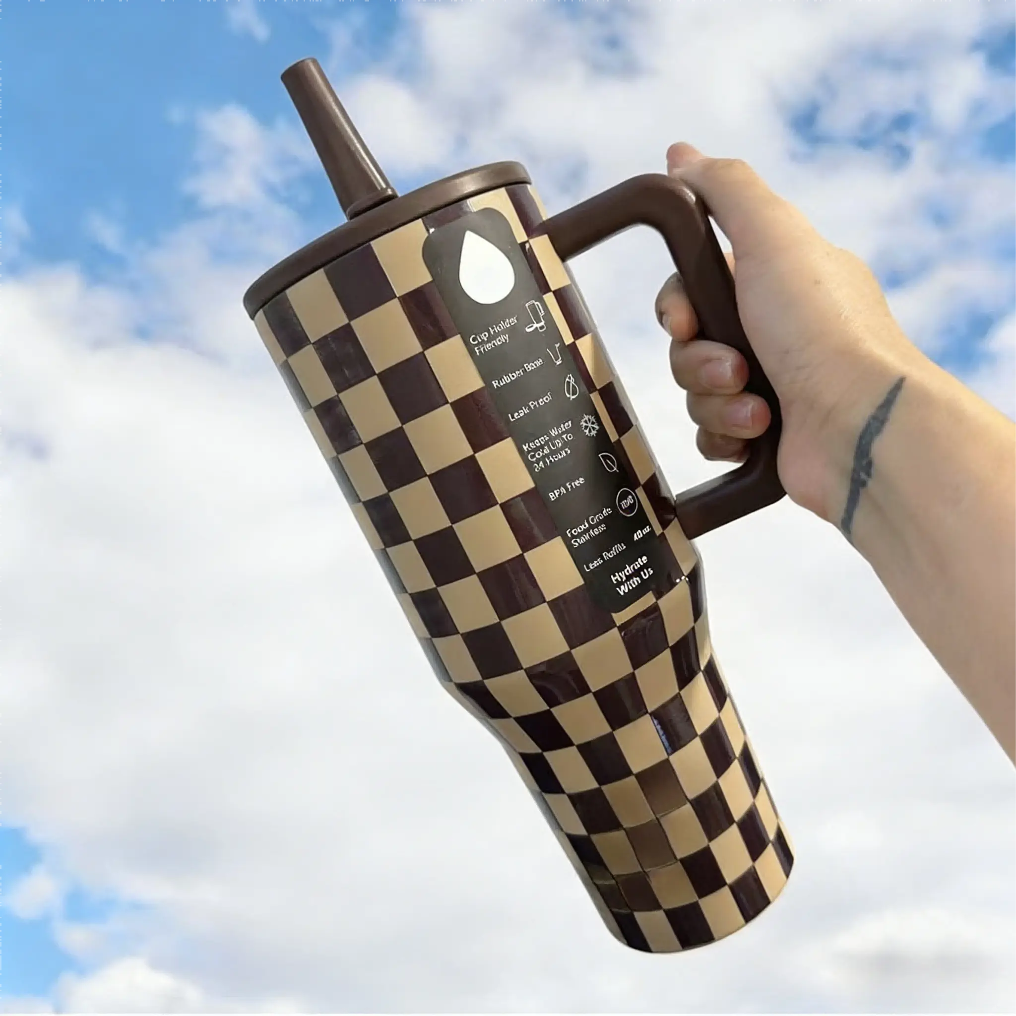 Autumn Checkers HydroJug 32 oz Sport Water Bottle