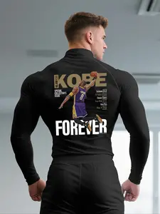 Kobe Bryant Forever Compression Shirt for Men, Long Sleeve Athletic Workout Top, Nba Lakers 8 Jersey, Moisture-Wicking Sportswear