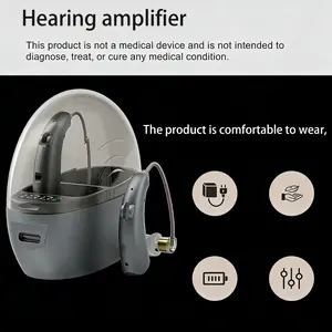Invisible Hearing Aid for Adults with Hearing Loss, Behind-The-Ear Magnetic Charging Box, Noise Reduction, Natural Sound, USB Rechargeable
