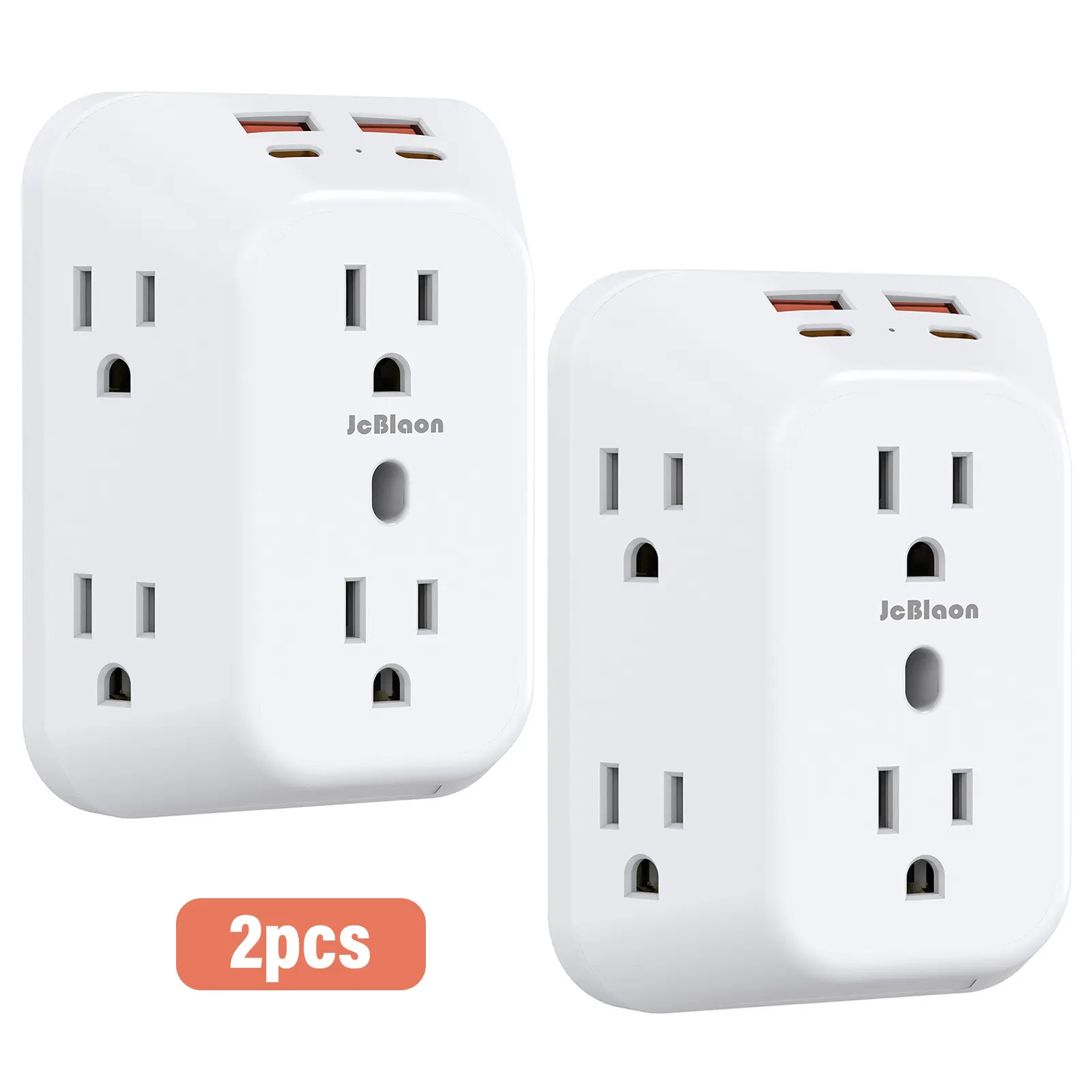 2 Pack USB Outlet Extender Surge Protector - 6 Outlet Splitter with 4 USB Ports (2 USB C), 3 Sided Multi Plug Wall Adapter Power Strip, Multiple Plug Expander Wall Charger for Home Office Kitchen Travel