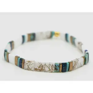 Tile Bead Bracelet-Aqua