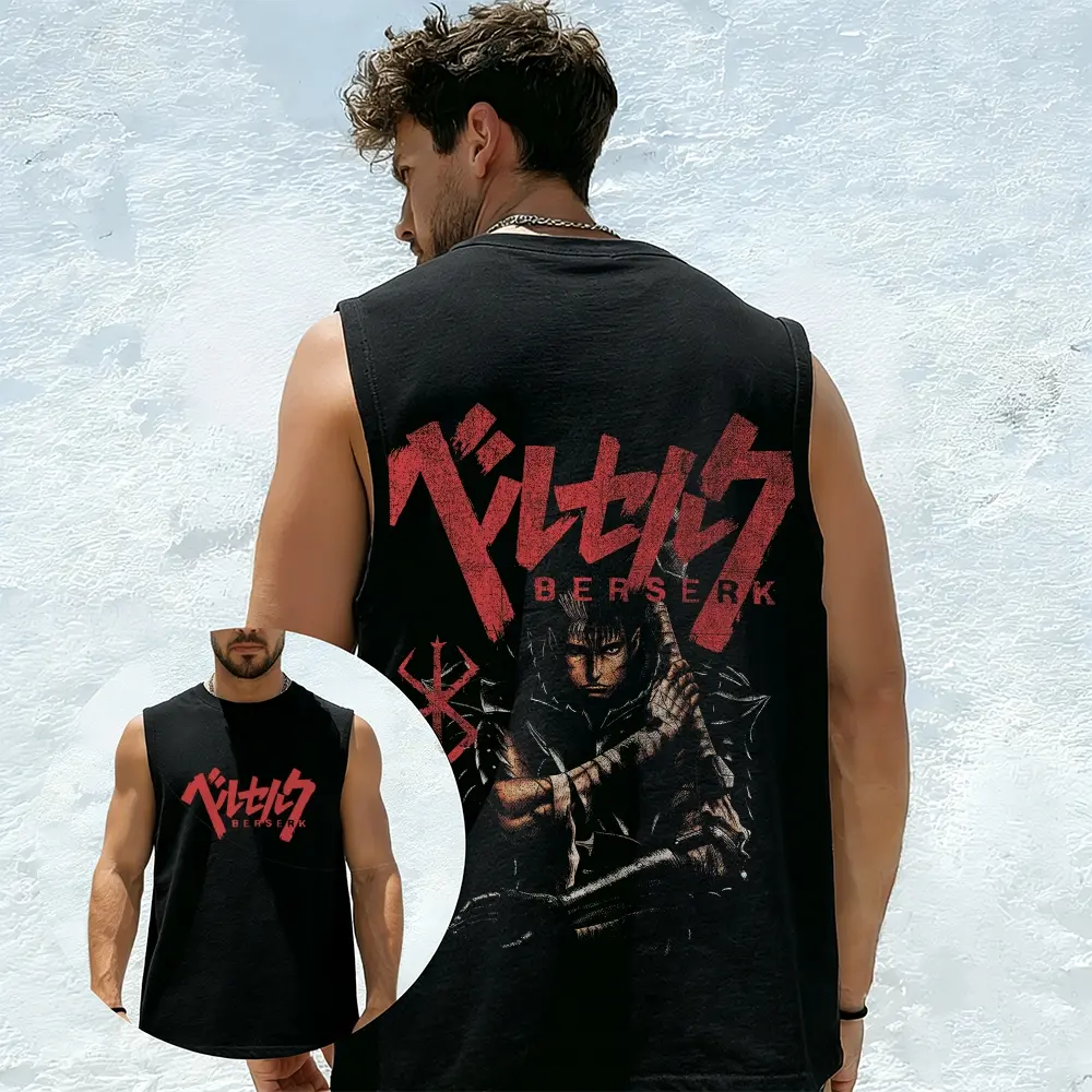 Guts, the protagonist of Berserk-- Sleeveless Cotton Unisex Tank Top.
