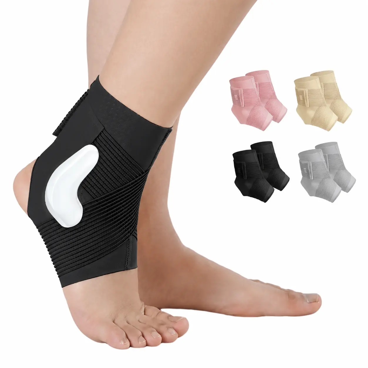 Ultra-Thin and Breathable Ankle Support Sleeve with Adjustable Compression and Silicone Grip for Running & Fitness, Black L/XL