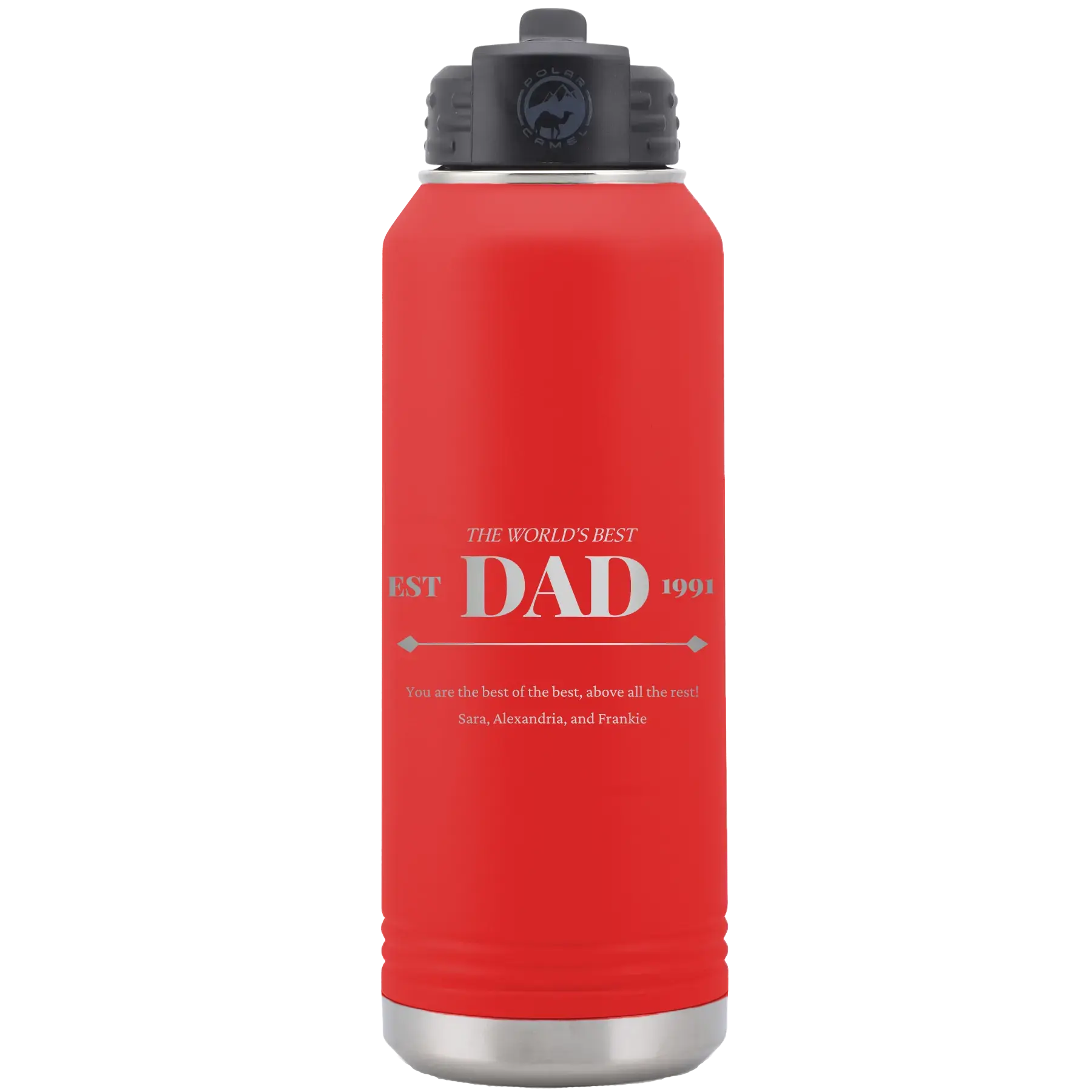 Personalized Best Dad Est 32 oz Water Bottle - Red