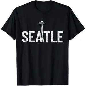 Cool Seattle Space Needle Souvenir USA Washington Gift T-Shirt Printed in USA