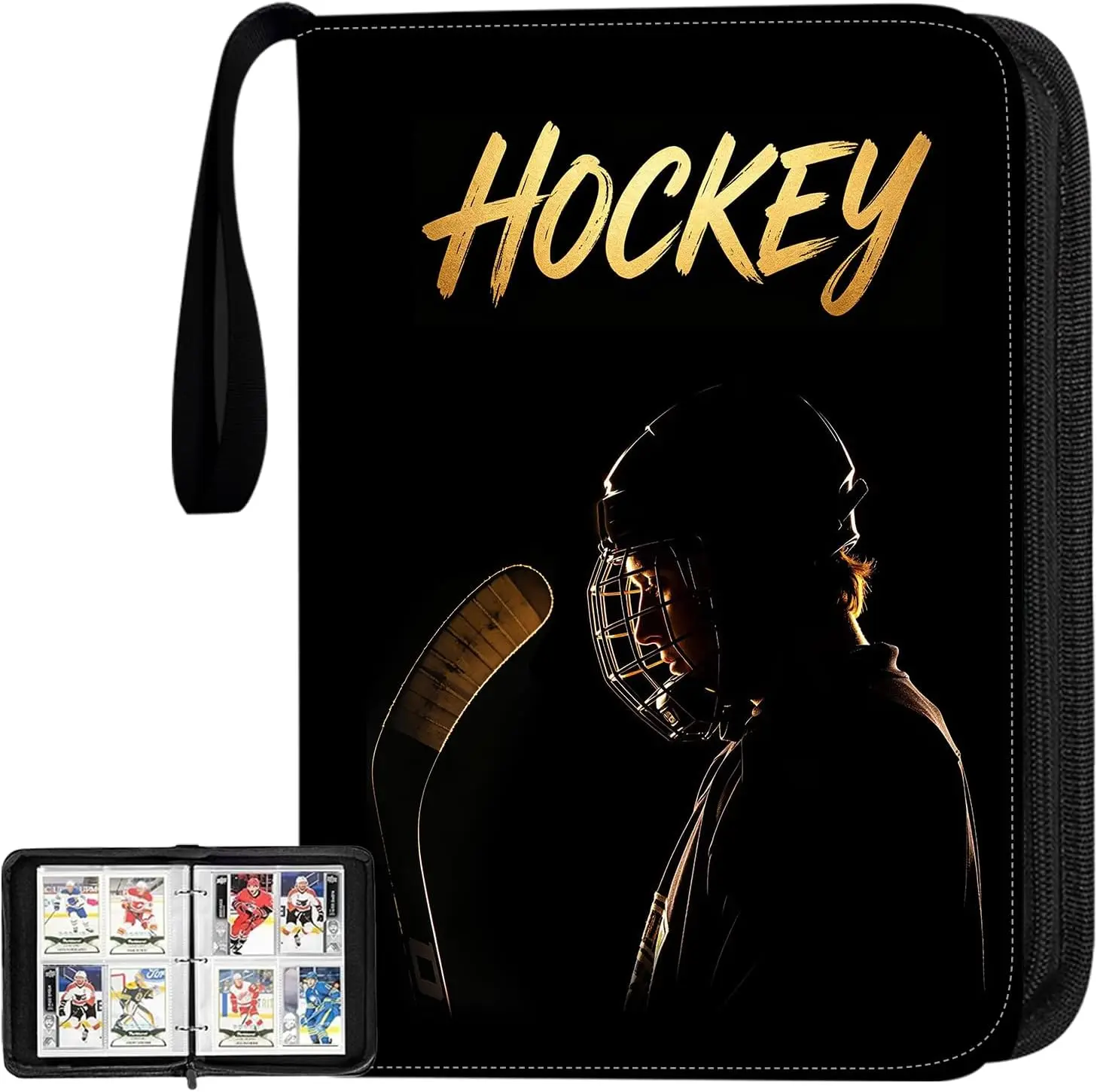 900 Pockets Hockey Card Binder, Fits 900 Cards With 50 Removable Double Sided Sleeves, Trading Card Binder Used for Cards Displaying and Collection