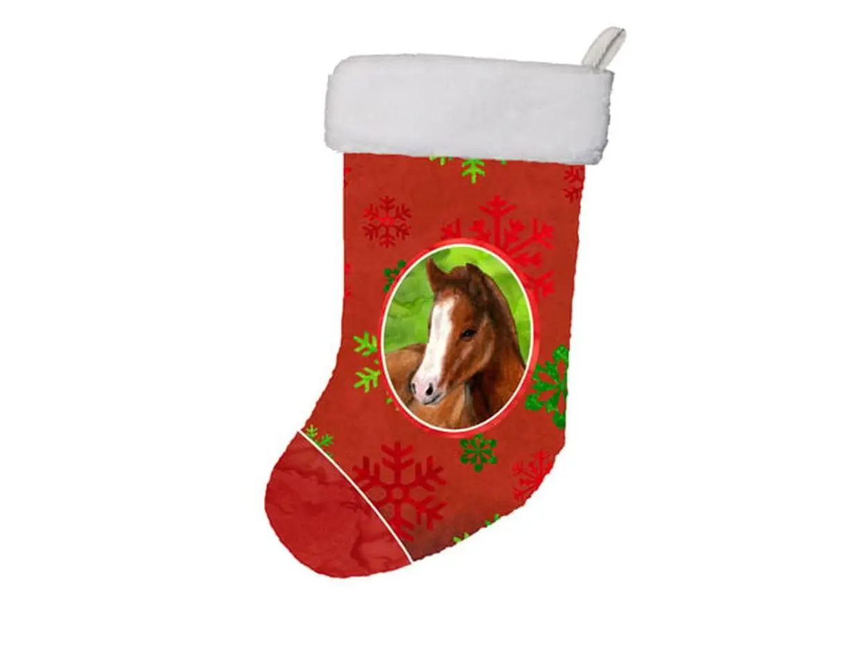 Horse Foal Red Snowflakes Holiday Christmas Stocking