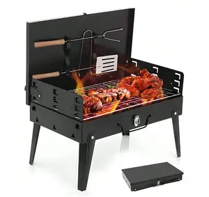 Outdoor Charcoal Grill with Smoker Function,grills,1pc Portable Barbecue Grill, Suitable For Outdoor Picnics And Backyard Barbecues, Including Barbecue Accessories, Food Safety Barbecue Grill, Suitable For Grilling Steaks,
