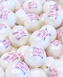 20mm On the hunt, Happy Easter Print Acrylic Bead, Easter, Bunny Beads, Bubblegum, Chunky Round, Gumball, Beading Supplies, Spring