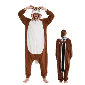 Squirrel adult neutral animal cosplay game costume kigurumi one piece pajamas halloween christmas party hooded cartoon pajamas