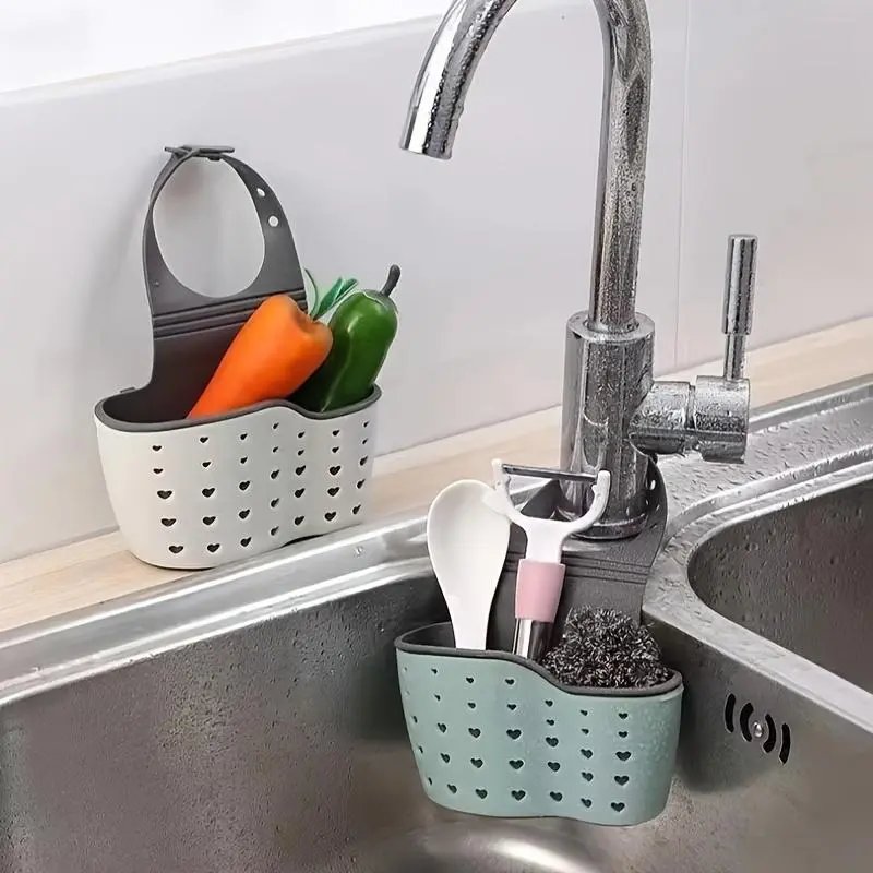 Hanging Basket Sponge Holder, Adjustable Silicone Storage Box, Kitchen Sink Organizer, Dish Drying Organiser, Perfect Christmas Gift, Home Use, Party Favor, Kitchen Sink Rack, Kitchen Gadgets Organizer
