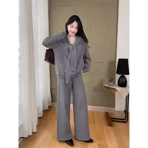 Original Knit Coordinates| Duster Cardigan & Wide Leg Pants| Cross-Border Collection