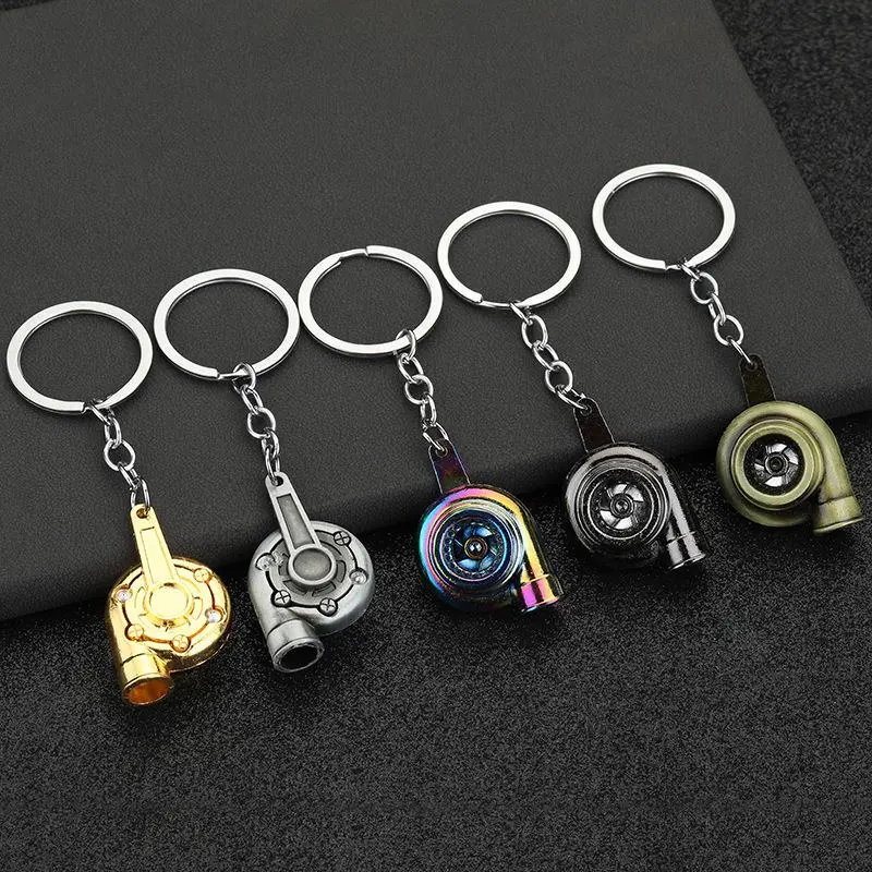Creative Gear Head Keychain Speed Gearbox Keyring for Car Key Turbo Hub Brake Disc Pendant Shock Absorber Keys Holder Chain Ring