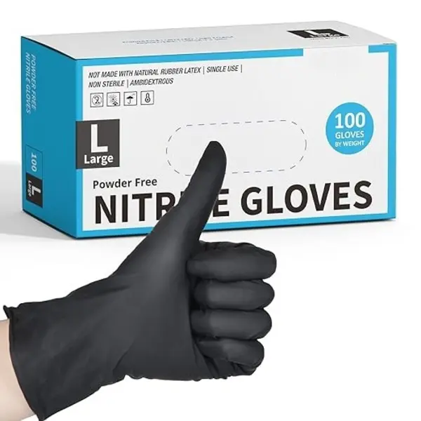 Nitrile Gloves Large 100 Count Disposable 4 Mil Black Latex-Free Powder-Free Medical Exam Food Safe Cleaning Cooking