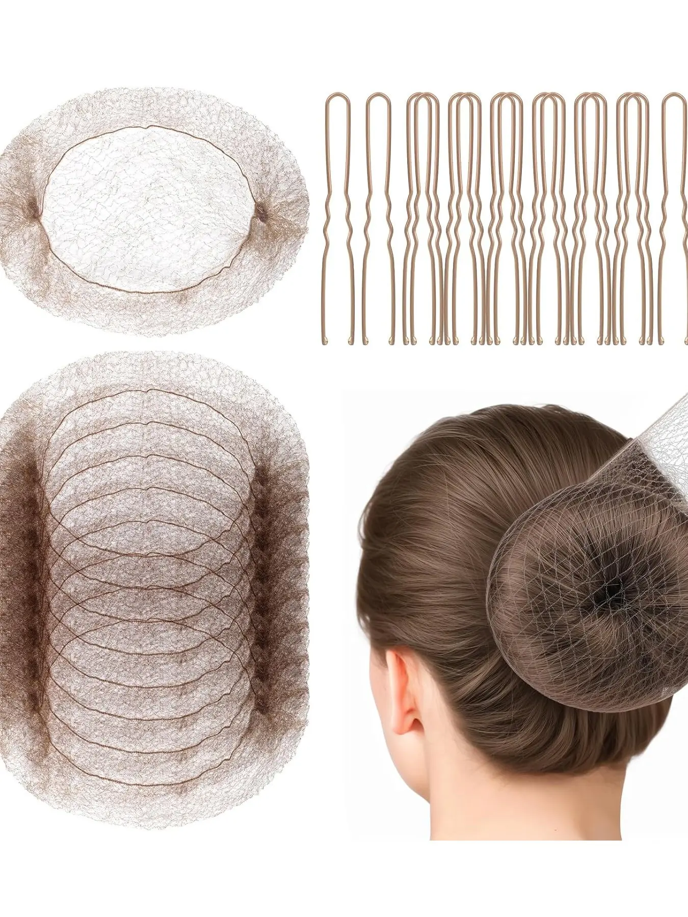 Light brown Hair Nets, 150 pcs Hair Nets for Service Workers, Invisible Nylon Hair Net for Women and Men, Hairnets for Buns, 12 inches