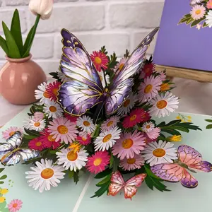 Vibrant Pop-Up Card with Envelope – Butterfly & Flower Design, for Mother’s Day, Birthday, Teacher Appreciation, Valentine’s Day, Perfect for Any Recipient