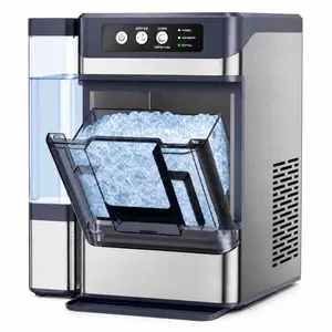 Snowyermine Nugget Ice Maker Countertop with 4.1L Water Tank, 44Lbs/24H, One-Touch Fast Ice in 6 Mins, Self-Cleaning & Ultra Quiet for Home/Office/Party