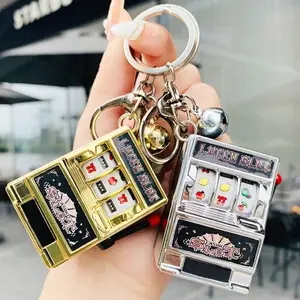 Cartoon Stress Reliever Keychains Coin Operated Games Toy Fruit Slot Machine Mini Lucky Jackpot Kids Adult #VHH