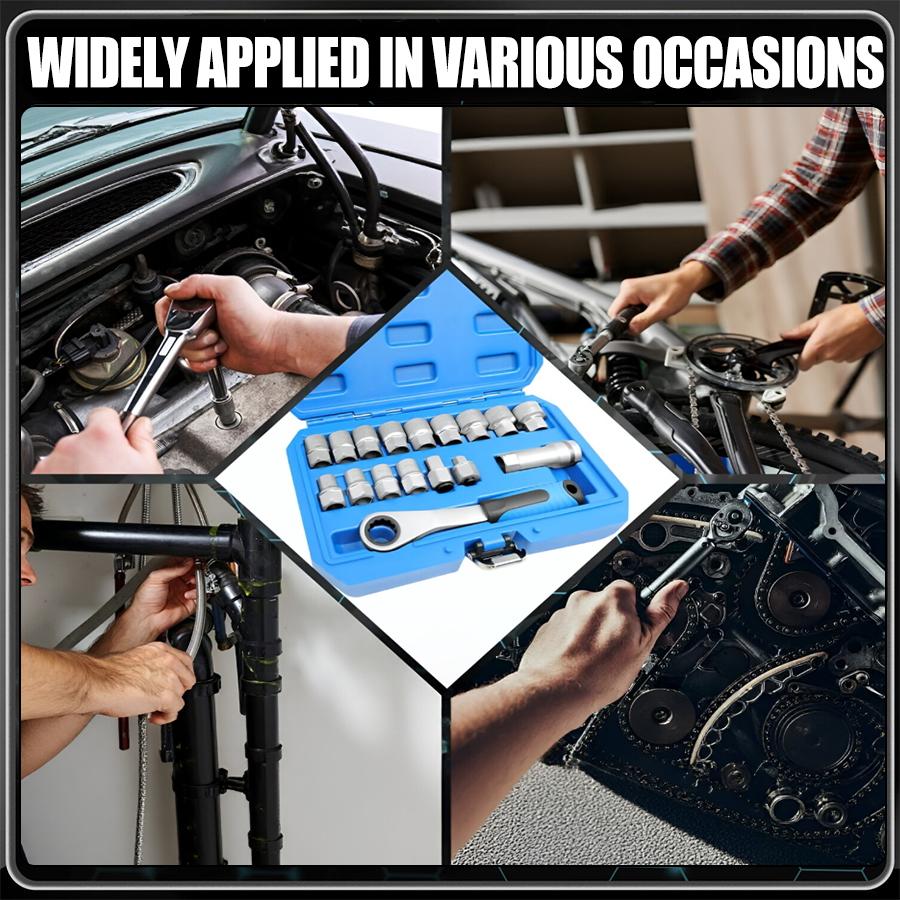 17-Piece Pass Through Socket Set, Metric 10–24mm, Hollow Ratchet Socket Kit for Automotive Repair & Machine Maintenance 17-Piece Pass Through Socket Set, Metric 10–24mm, Hollow Ratchet Socket Kit for Automotive Repair & Machine Maintenance
