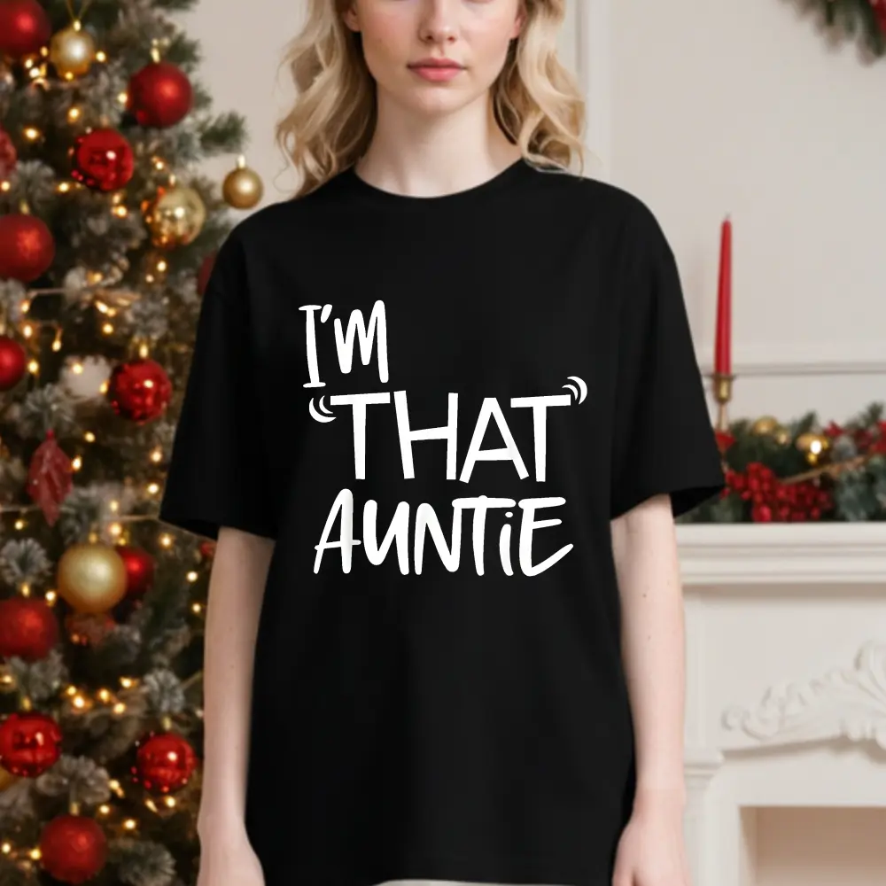 I'm That Auntie Funny Best Aunt Tee T-Shirt Women's Summer Plus Size Classic Soft Crew Neck Tee Tops unisex T-shirt Gift T-shirt Plus Size 4XL 5XL