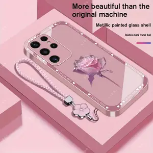 Suitable for [Galaxy S23 Ultra] Brand new premium phone case,  Free four-leaf clover lanyard，drop-proof and fingerprint-resistant，simple and elegant design，multiple colors available YM99