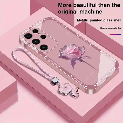 Suitable for [Galaxy S23 Ultra] Brand new premium phone case,  Free four-leaf clover lanyard，drop-proof and fingerprint-resistant，simple and elegant design，multiple colors available YM99