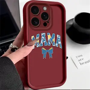 For iPhone 16 15 14 13 12 11 Pro Plus Promax shockproof phone case camera protection phone cover Mama bow