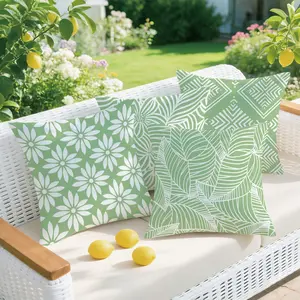4-Piece Plant Geometric Pillow Covers, Single-Sided Print, Minimalist Home Decor for Living Room Bedroom, No Insert Included