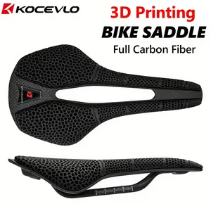 [Carbon Fiber Bike Saddle] KOCEVLO R4 3D Printed Carbon Fiber Bike Saddle | Ergonomic MTB & Road Cycling Seat with Adjustable Clamp, Hollow Design for Comfort & Breathability | Lightweight, Black, Versatile Bike Saddle
